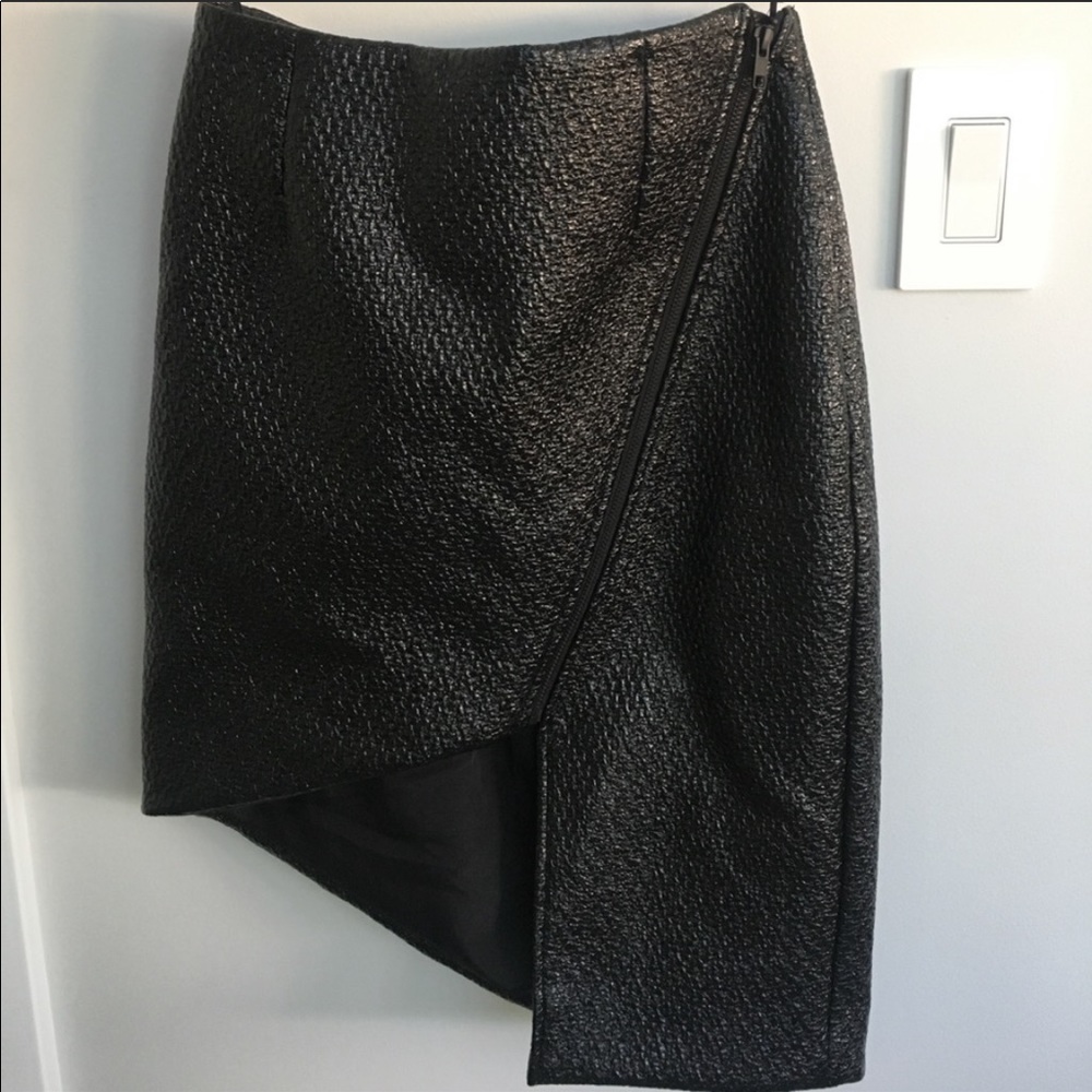 Finders Keepers Black Patent Asymmetrical Skirt